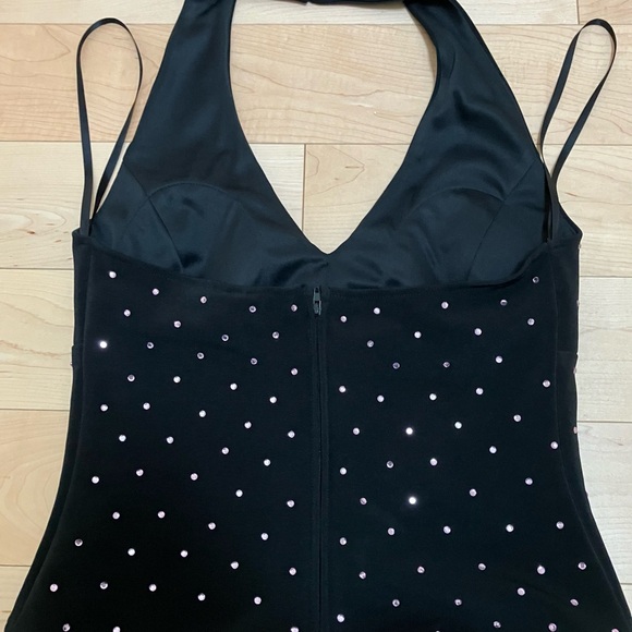 CACHE Black Halter Top with Pink Rhinestone Detail, Size 10, NWT - Picture 6 of 10